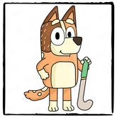 BLUEY Chilli Mum With Hockey Stick Blue Kids TV Design