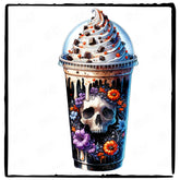Halloween Coffee Floral Skull Spooky Fall Pattern Design