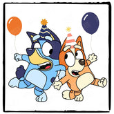 Birthday Happy Bluey And Bingo With Balloons