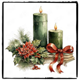 Christmas Green Candles Gifts Pattern Design