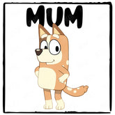 BLUEY Chilli Mum Stading Left Blue Kids TV Design