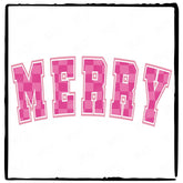Pink Merry College Inspired Checkerboard Christmas Text Design