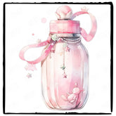 Pink Bottle With Bunny Pattern Design
