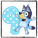 Happy Bluey Character 9th Birthday Number Design