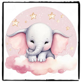 Cute Pink Elephant Circle Stars Pattern Design