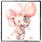 Cute Pink Elephant Bday Balloons Pattern Design