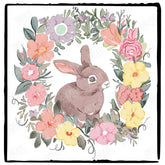 Little Brown Easter Bunny Rabbit in Wreath Design