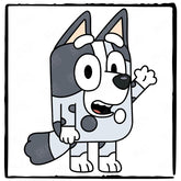 BLUEY Muffin Waving Right Blue Kids TV Design