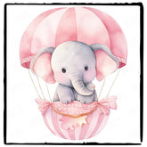 Cute Pink Elephant Flying Hot Air Balloon Pattern Design