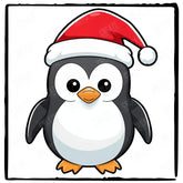 Cute Penguin in Santa Hat Kids Christmas Character Design