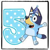 Happy Bluey Character 5th Birthday Number Design