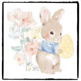 Blue Easter Bunny Rabbit Holding Egg Design