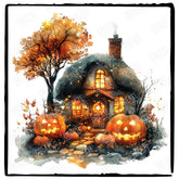 Harry Potter Themed Hagrids House & Pumpkins Pattern Design