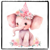 Cute Pink Elephant Bday Hat Pattern Design