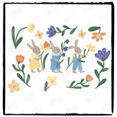 Cute Rabbits Bunnies Easter Floral Design