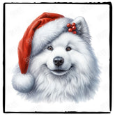 Christmas Dog Design Samoyed Breed Cute Xmas Santa Hat Doggie