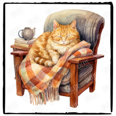 Cute Cosy Sleeping Cat Blanket Armchair Design
