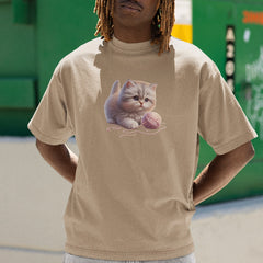 Cute Kitten Playing With Yarn Ball Cat Design