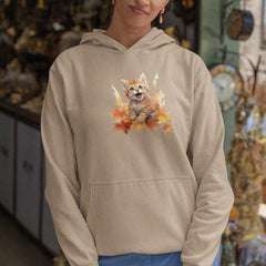 Cute Kitten Playing In Autumn Leafs Ginger Cat Design