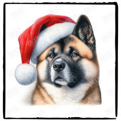Christmas Dog Design Akita Breed (1) Cute Xmas Santa Hat Doggie