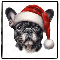 Christmas Dog Design French Bulldog (1) Breed Cute Xmas Santa Hat Doggie