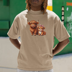 Cute Two Highland Cows Mama & Baby Cow Design