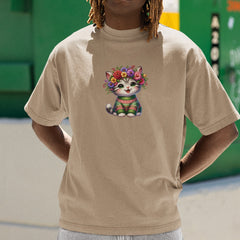 Cute Happy Kitten Flower Wreath Sweater Cat Design