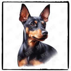 Cute Dog Portrait Manchester Terrier (3) Breed Design
