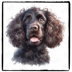 Cute Dog Portrait Irish Water Spaniel (2) Breed Design