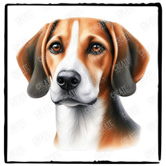 Cute Dog Portrait American Foxhound (1) Breed Design