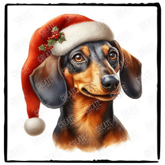 Christmas Dog Design Dachshund Sausage Dog (3) Breed Cute Xmas Santa Hat Doggie