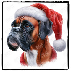 Christmas Dog Design Boxer (3) Breed Cute Xmas Santa Hat Doggie