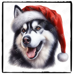 Christmas Dog Design Husky (3) Breed Cute Xmas Santa Hat Doggie