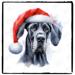 Christmas Dog Design Great Dane (2) Breed Cute Xmas Santa Hat Doggie