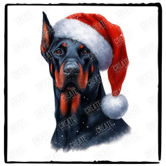 Christmas Dog Design Doberman Dog (3) Breed Cute Xmas Santa Hat Doggie