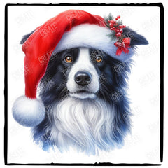 Christmas Dog Design Border Collie (1) Breed Cute Xmas Santa Hat Doggie