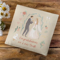 Wedding Bride and Groom with Flowers Watercolour Design