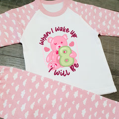 Bear PJs When I Wake Up I Will Be 1 Pink Design