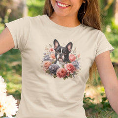 Cute Dog French Bulldog Breed Floral Design