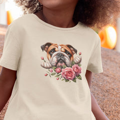 Cute Dog Bulldog Breed Floral Design