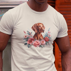 Cute Dog Vizsla Breed Floral Design