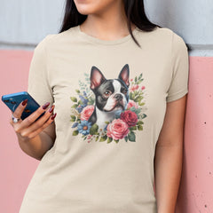 Cute Boston Terrier Dog Breed Floral Design