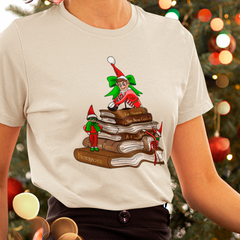 Elf On The Bookshelf Christmas Elf Xmas Festive Design