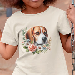 Cute Beagle Dog Breed Floral  Design