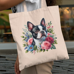 Cute Boston Terrier Dog Breed Floral Design