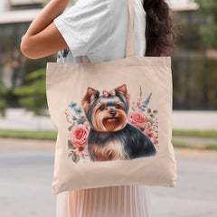 Cute Dog Yorkshire Terrier Breed Floral Design