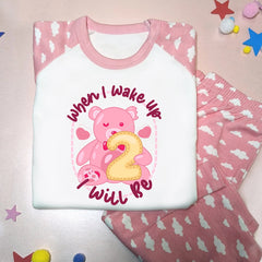 Bear PJs When I Wake Up I Will Be 1 Pink Design
