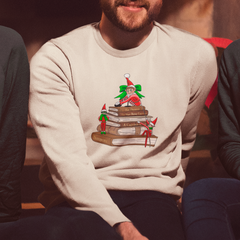 Elf On The Bookshelf Christmas Elf Xmas Festive Design