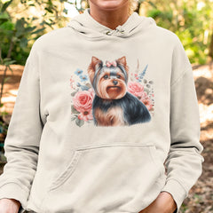 Cute Dog Yorkshire Terrier Breed Floral Design