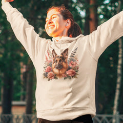 Cute Dog German Shepherd Breed Floral Design